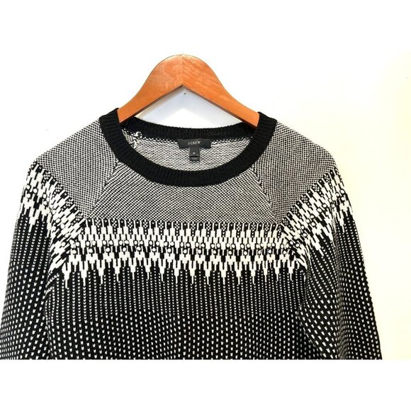 J.CREW Fair Island Sweater Knitted Wool Navy Blue White Crewneck Size Med - Picture 4 of 10